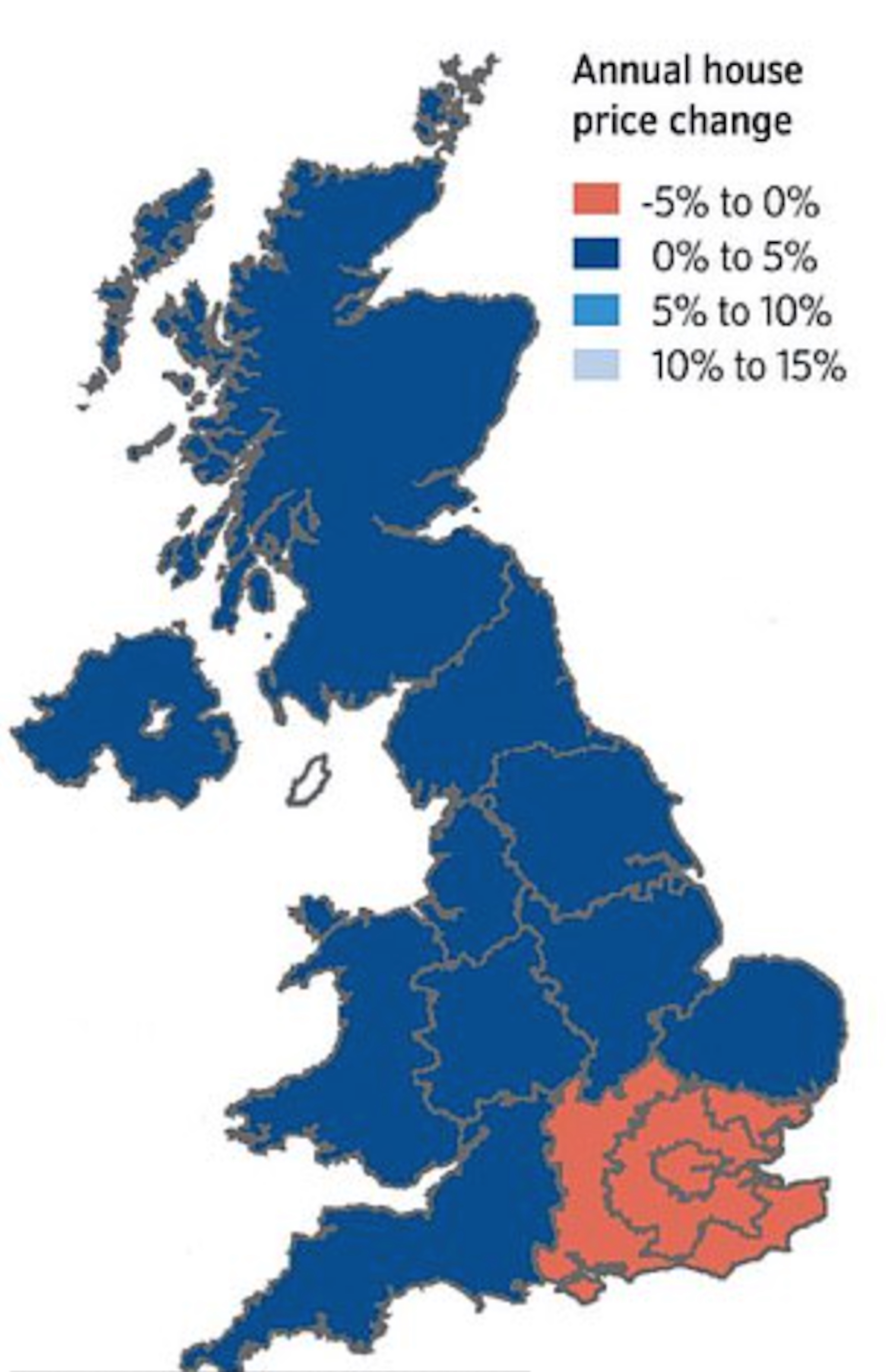 1.2 Annual house price change by region in the UK, year to Q3 2019